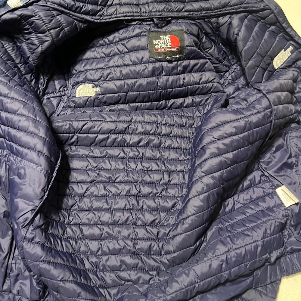 The North Face Summit Series Navy Blue Puffer Jacket Detachable Hood Mens Medium - Picture 10 of 12
